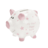 Money Box - White with Stars, 12cm, Pink